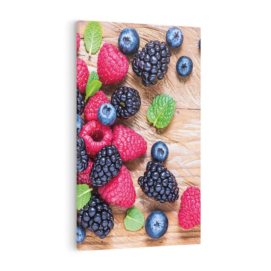 Obraz na płótnie 50x70 - Smak malin i borówek - owoce, leśne