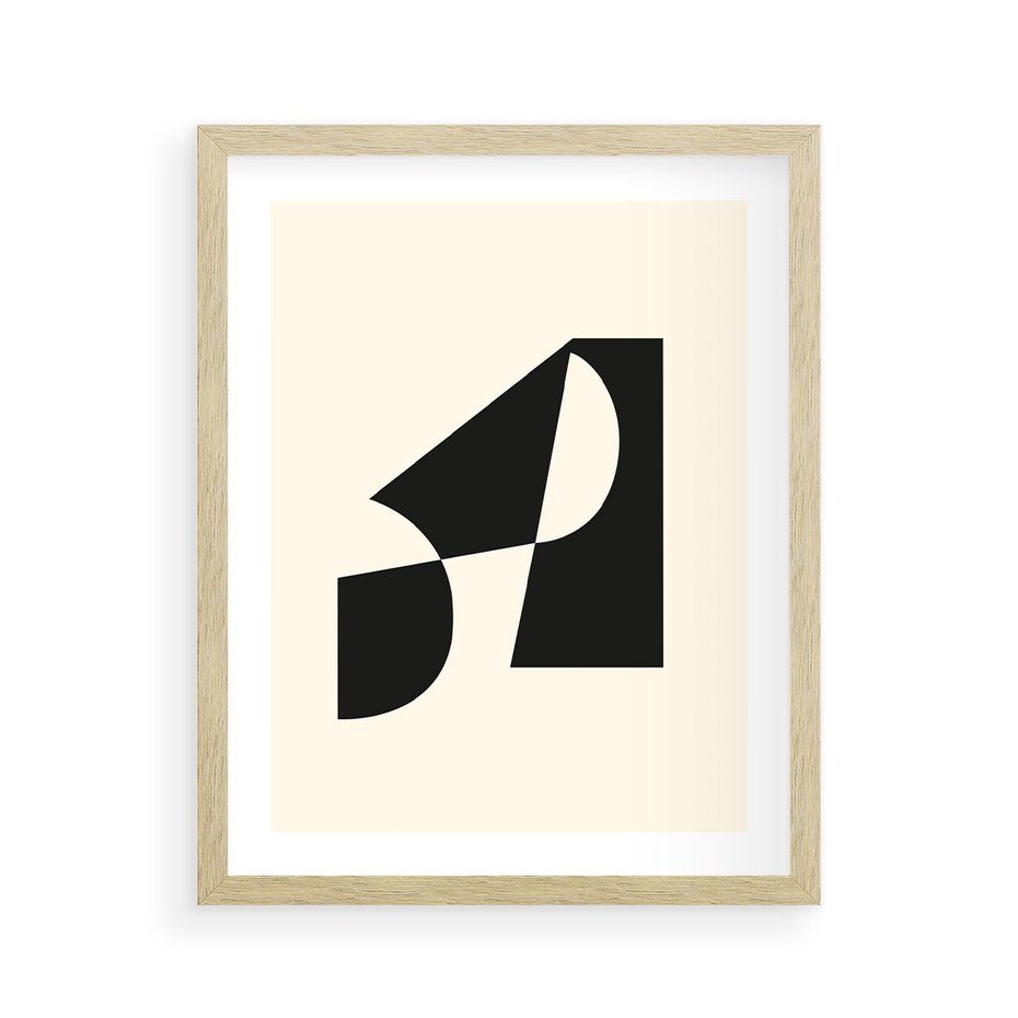 Plakat w ramie 40x50 - Rozświetlony Cień - abstrakcyjna sztuka, geometria - rama drewno