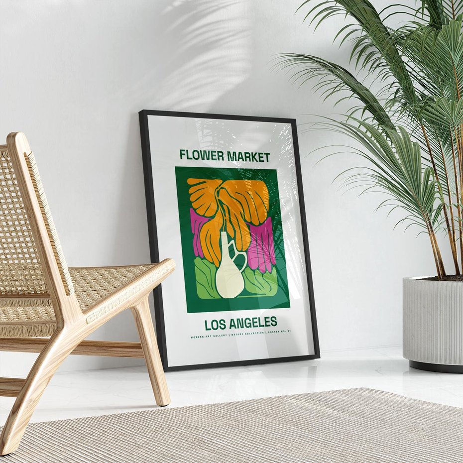 Plakat w ramie 50x70 - Przenikające Kontury - minimalizm, plakat - rama czarna