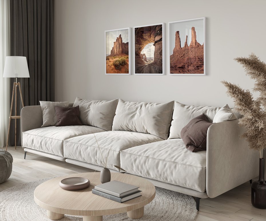 Zestaw obrazy w ramie 30x40 galeria - Kanion, widok, pustynia, USA - rama biała