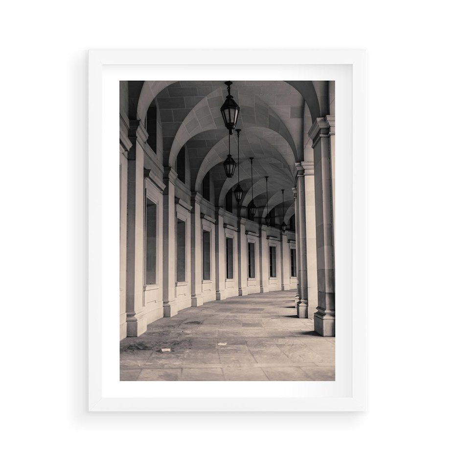 Plakat w ramie 50x70 - Kolumny Elegancji - architektura, kolumny - rama biała