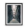 Plakat w ramie 50x70 - Odkryj tajemnice miasta - uliczka, perspektywa - rama czarna