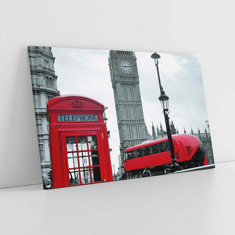 Obraz na płótnie 100x70 - Uliczka z charakterystyczną budką w Londynie - Londyn, budka