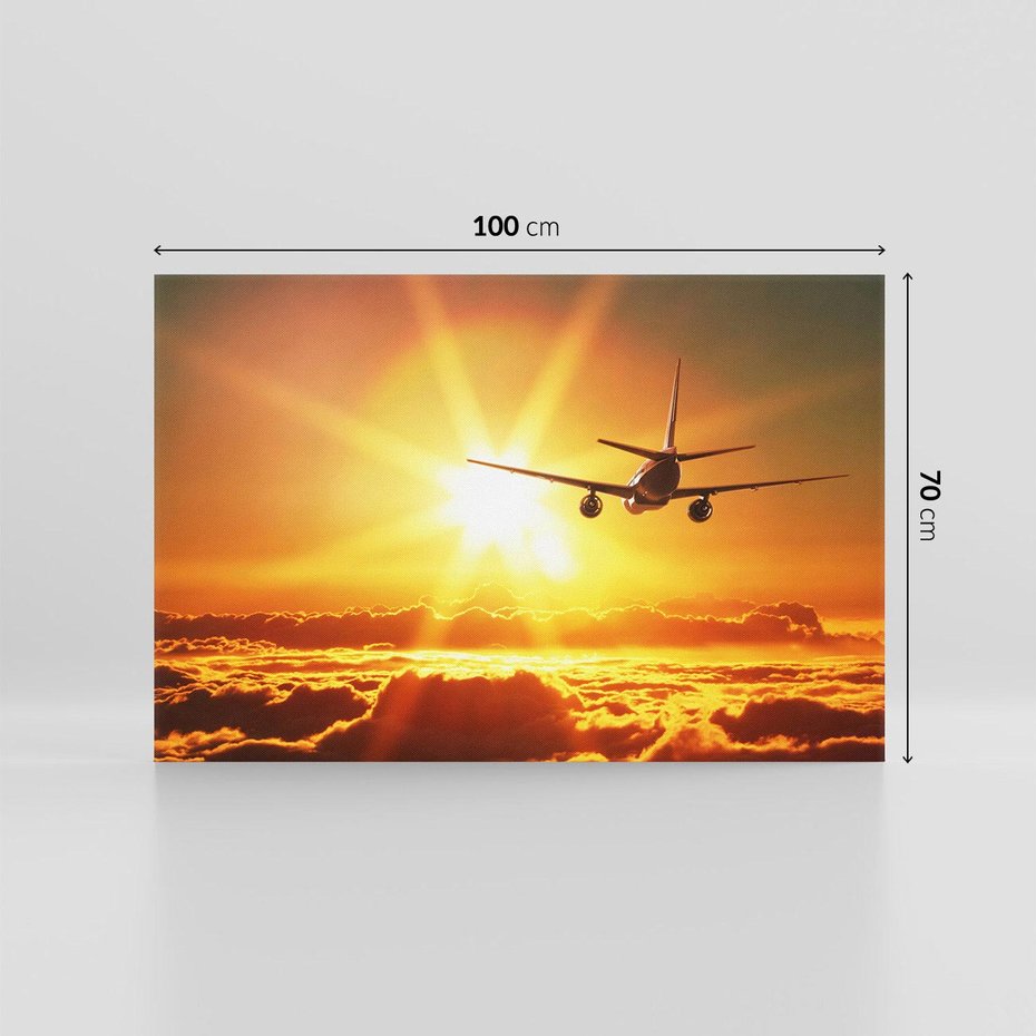 Obraz na płótnie 100x70 - Wolność podróży - samolot, słońce
