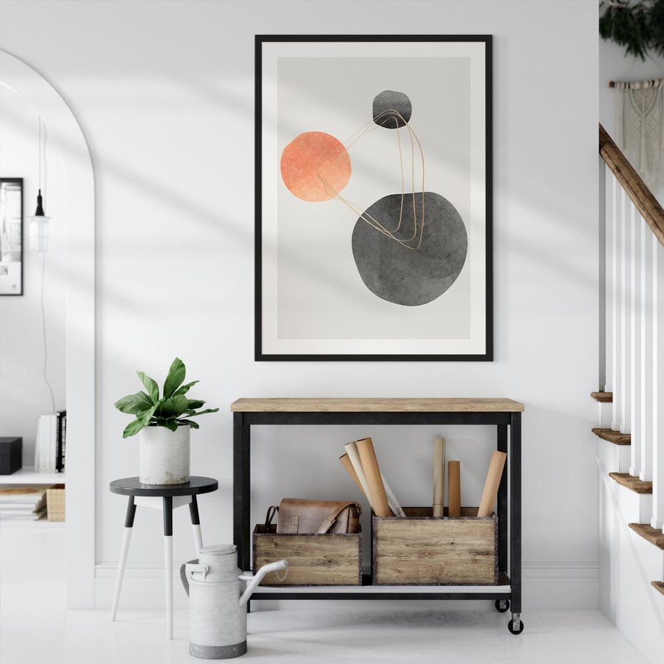 Plakat w ramie 30x40 - Złoty Blask Abstrakcji - abstrakcja, nowoczesny plakat - rama czarna