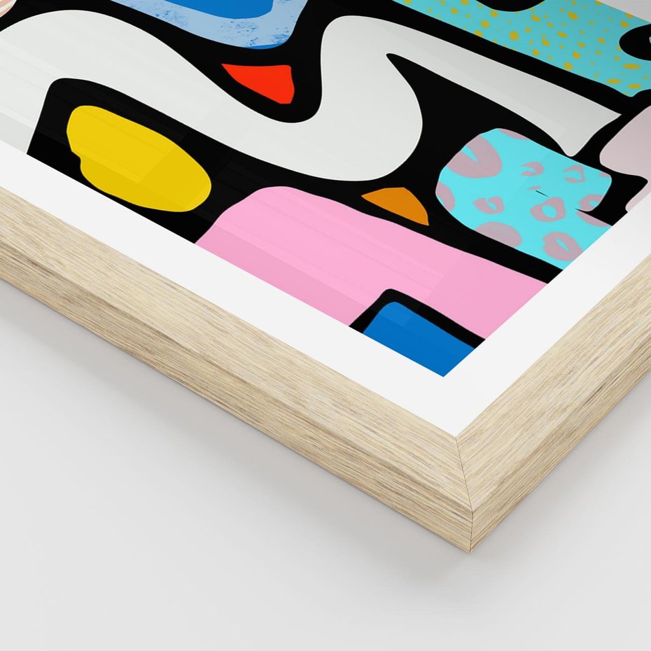 Plakat w ramie 30x40 - Komiksowe Formy - abstrakcyjne formy, komiksowy styl - rama drewno