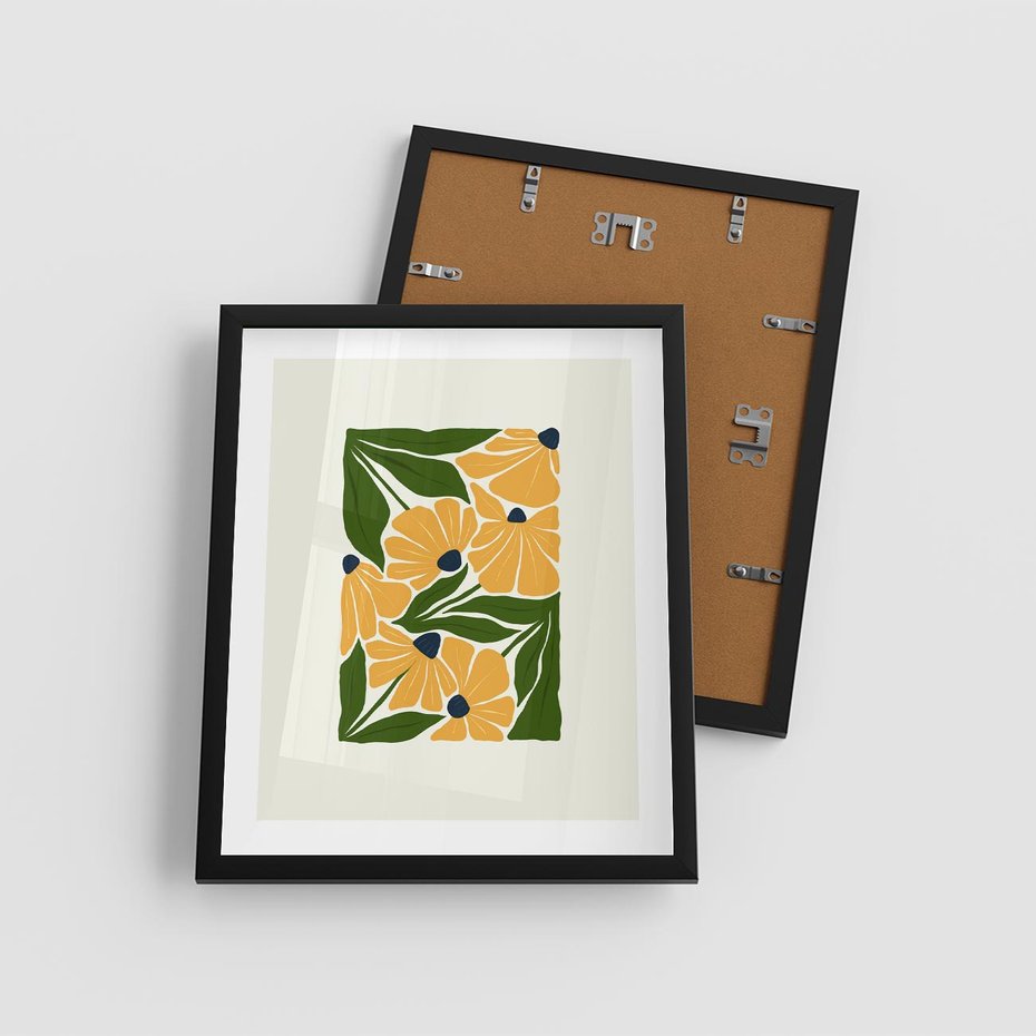 Plakat w ramie 40x50 - Świetliste Kwiaty Natury - kwiaty, nowoczesna grafika - rama czarna