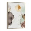 Obraz w ramie 80x120 - Nowoczesne Elegancje - akwarela, złote linie i plamy - rama drewno