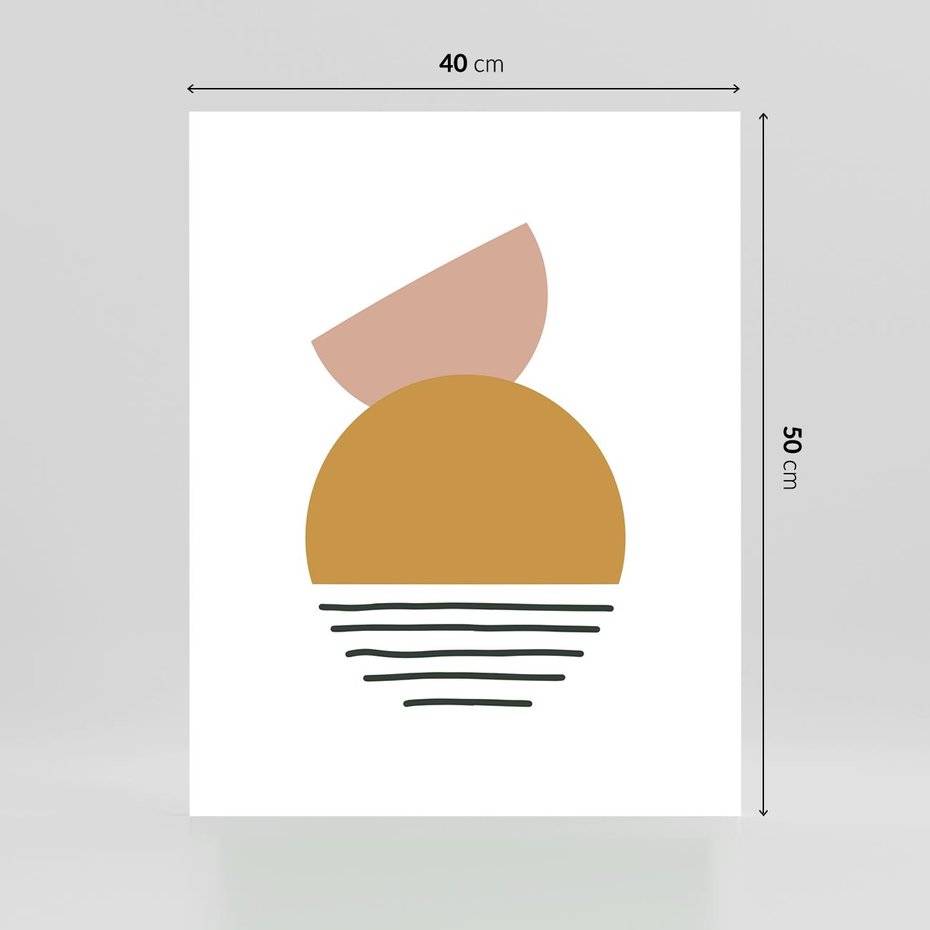 Plakat bez ramy 40x50 - Kolory Przyszłości - kompozycja kół i kresek, ciepłe kolory