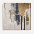 Obraz w ramie 80x80 - Odyseja w świetle i cieniu - abstrakcja, porysowana ściana - rama drewno
