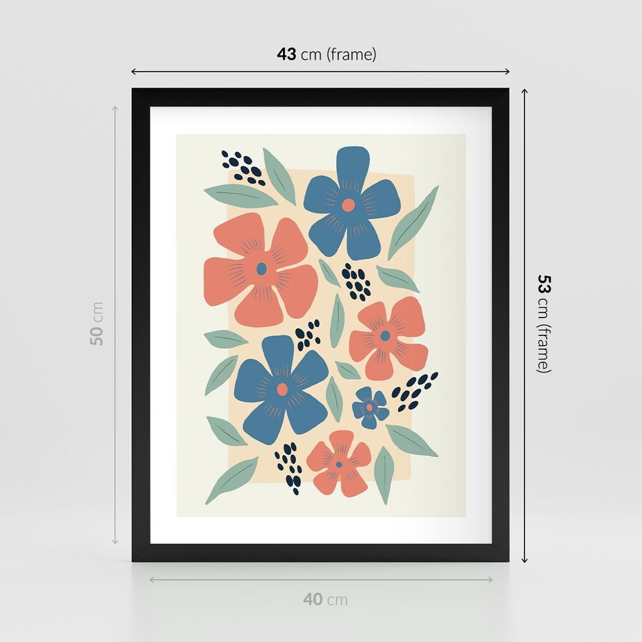 Plakat w ramie 40x50 - Kolorowe liście tęsknot - minimalistyczny plakat, grafika - rama czarna