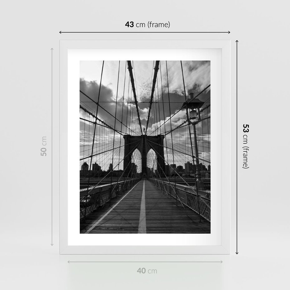 Plakat w ramie 40x50 - Most Nowoczesności - most, nowoczesny - rama biała