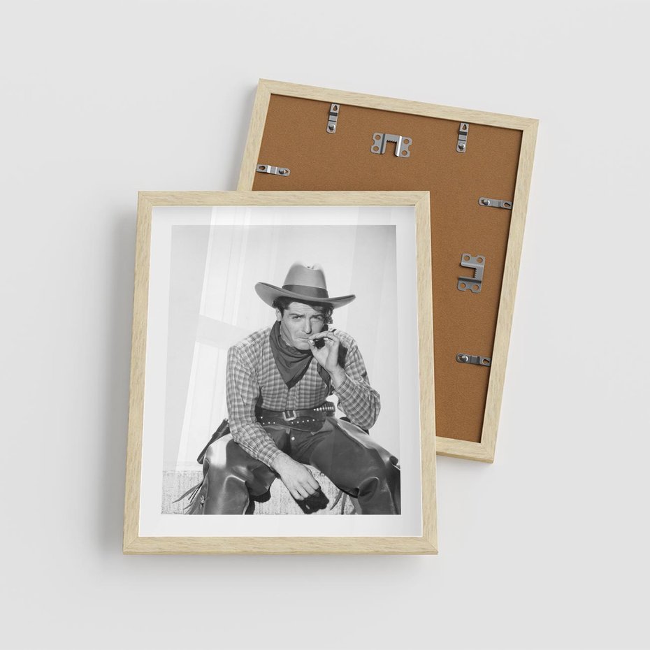 Plakat w ramie 40x50 - Dziki Zachód - retro zdjęcie, czarno białe - rama drewno