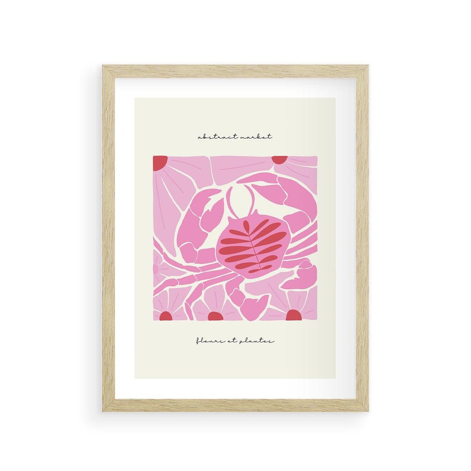 Plakat w ramie 30x40 - Rozświetlone Impresje - abstrakcyjny plakat, krab - rama drewno