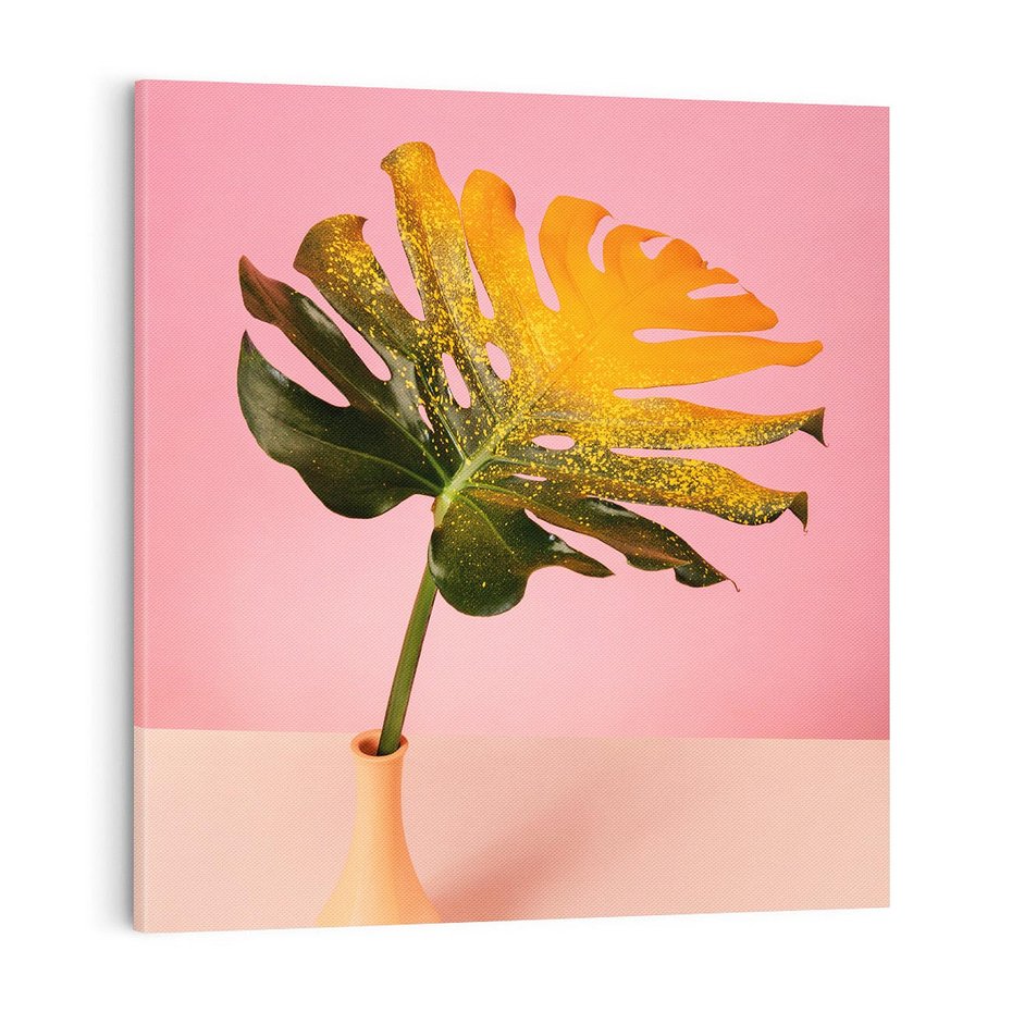Obraz na płótnie 40x40 - Egzotyczna monstera - monstera, liść