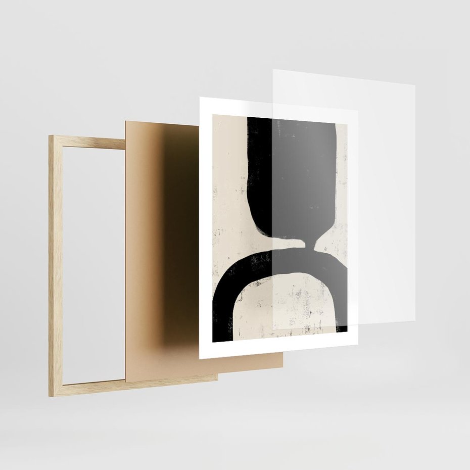 Plakat w ramie 40x50 - Przenikające Plamy - abstrakcyjna sztuka, minimalizm - rama drewno
