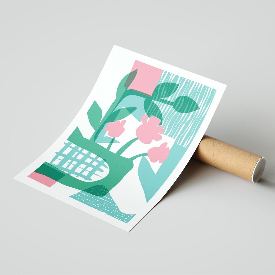 Plakat bez ramy 40x50 - Harmonijne Plamy - abstrakcyjne pastelowe kwiaty, nowoczesna sztuka