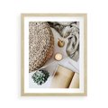 Plakat w ramie 40x50 - Przytulna Kompozycja Lifestyle - kompozycja lifestyle, wiklina - rama drewno