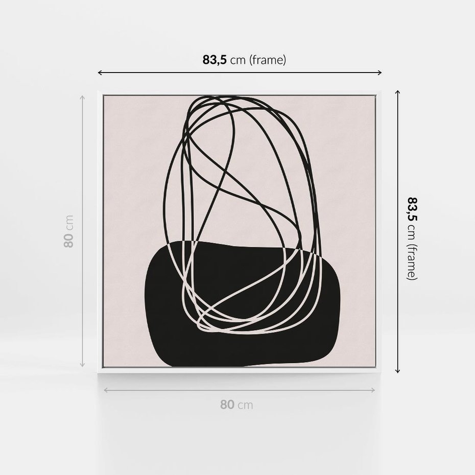 Obraz w ramie 80x80 - Linie Eksploracji - abstrakcyjne szkicowane linie, minimalizm - rama biała