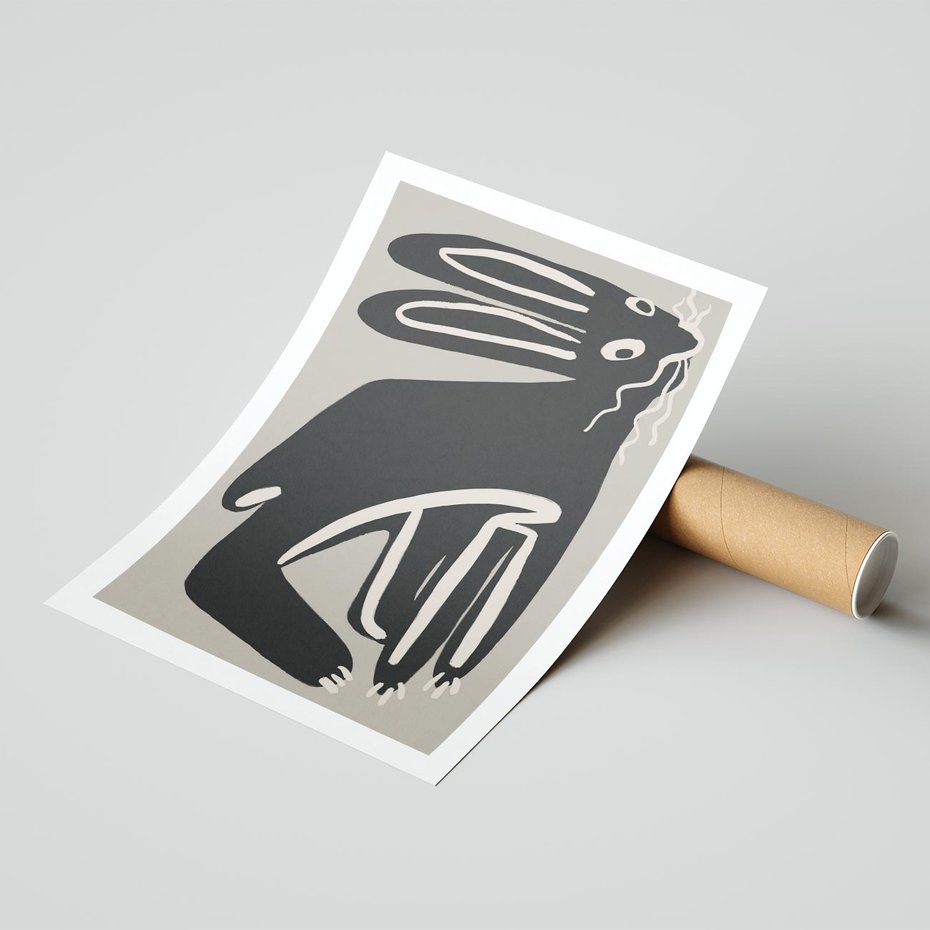 Plakat bez ramy 21x30 - Konturujące Struktury - skandynawska sztuka, królik