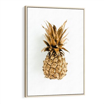 Obraz w ramie 70x100 - Ekskluzywny Akcent - złoty, ananas - rama drewno