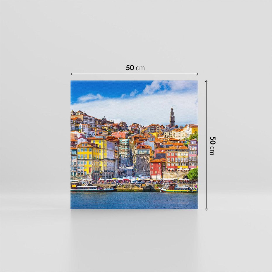 Obraz na płótnie 50x50 - Kolorowa Przystań - nadmorskie miasto, kolorowe budynki