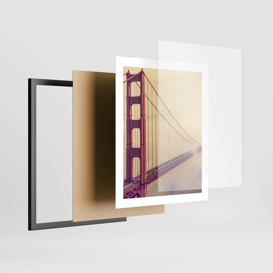 Plakat w ramie 40x50 - Most w mgle z perspektywą - most, perspektywa - rama czarna