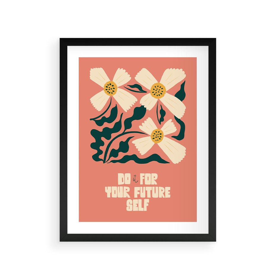 Plakat w ramie 30x40 - Mgliste Refleksje - nowoczesny plakat, różowe tło - rama czarna