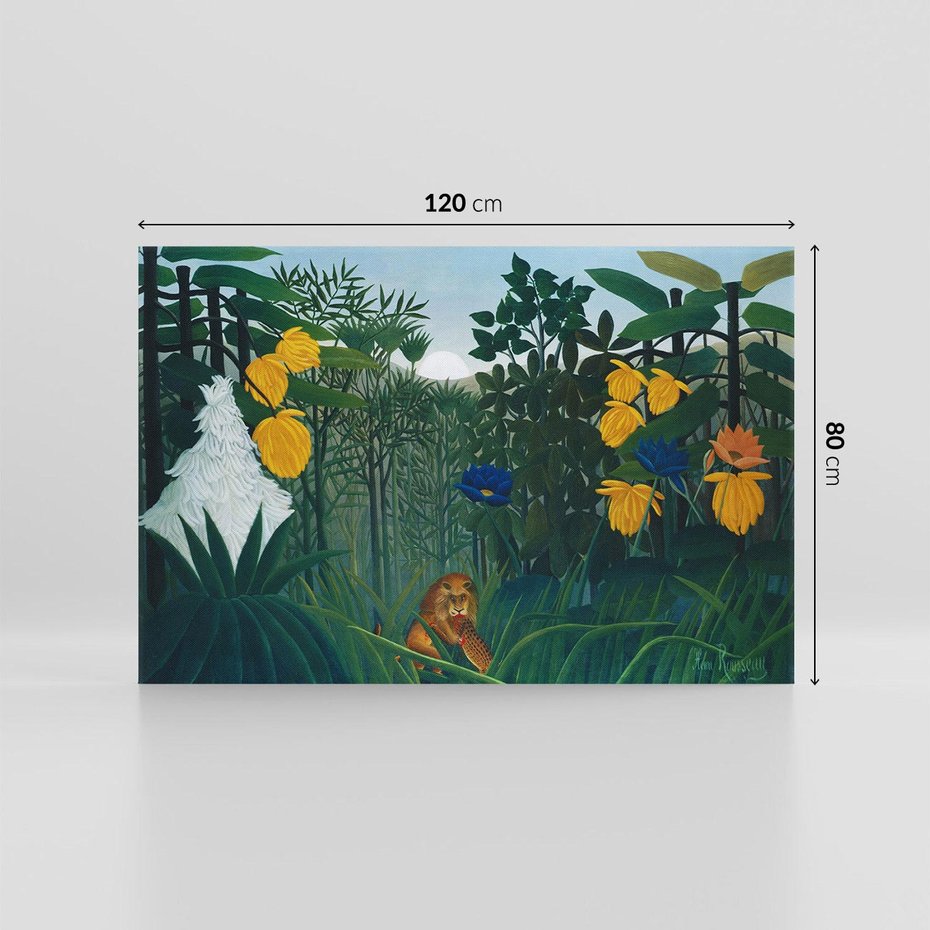 Obraz na płótnie 120x80 - "Uczta Lwa" (1907) Henri Rousseau - Reprodukcja - reprodukcja, obraz na płótnie