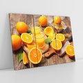 Obraz na płótnie 120x80 - Soczyste pomarańcze i soki - pomarańcze, soki