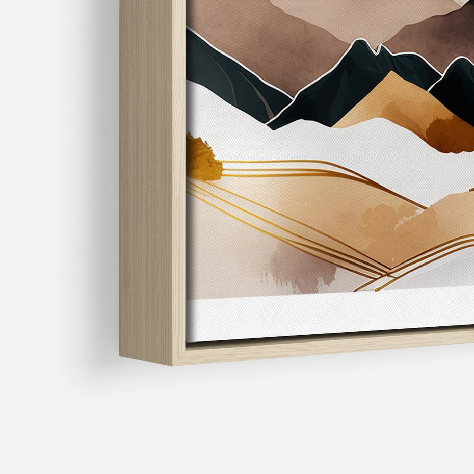 Obraz w ramie 70x100 - Góry Tonące w Pastelach - złote pastelowe góry, akwarela - rama drewno