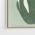 Obraz w ramie 70x100 - Zieleń Pulsującego Spokoju - zielona abstrakcja, zgaszona zieleń - rama drewno