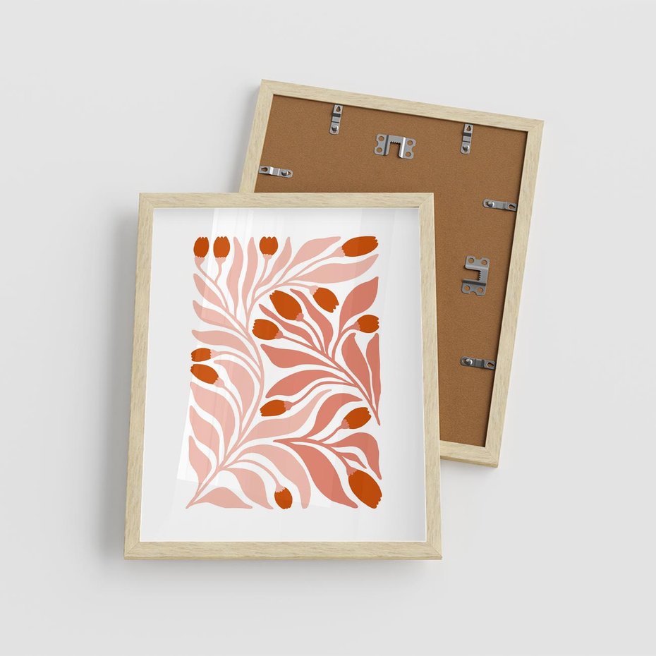 Plakat w ramie 40x50 - Nieskrępowane wyobraźnie kolorów - kwiaty, pastelowe kolory - rama drewno