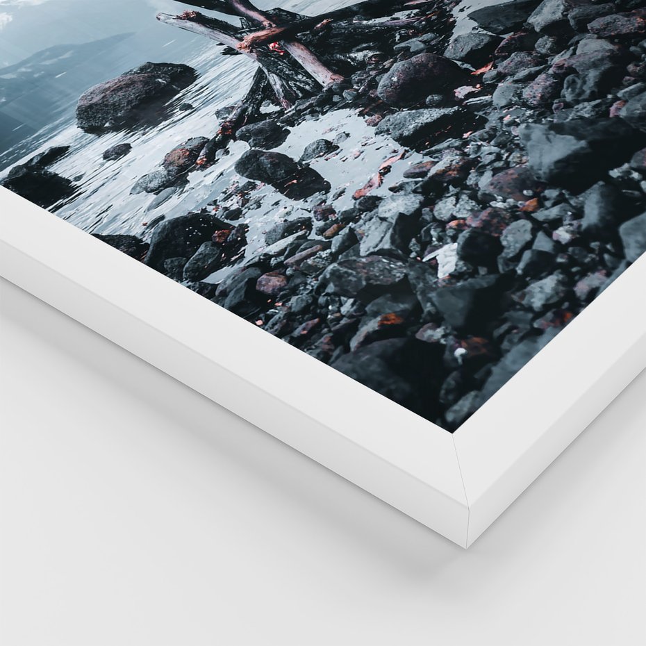 Zestaw obrazy w ramie 50x70 galeria - Zima, góry, suche, trawy, boho - rama biała