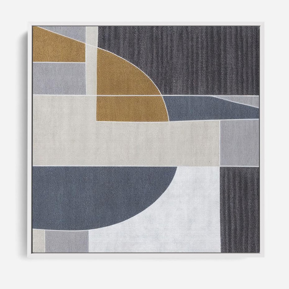 Obraz w ramie 80x80 - Odbicie wschodzącego jutra - graficzne kształty, geometria - rama biała