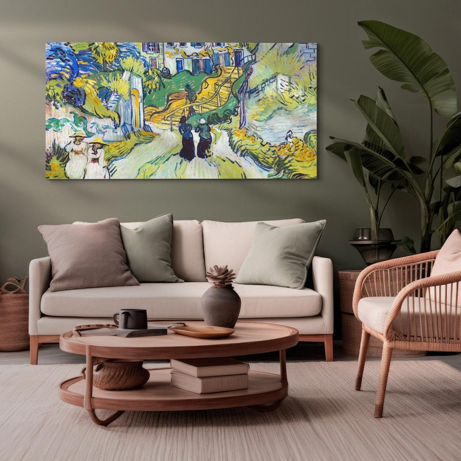 Obraz na płótnie 100x50 - "Schody w Auvers" (1890) Vincent van Gogh - Reprodukcja - reprodukcja, obraz na płótnie