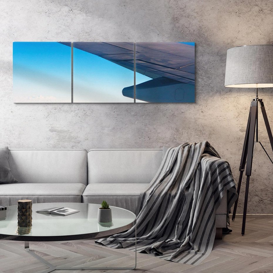 Obraz na płótnie 120x40 - Samolot ku Księżycowi - samolot, ksieżyc