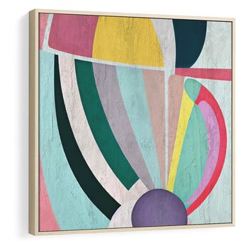 Obraz w ramie 50x50 - Podróżne Echa Przestrzeni - abstrakcyjne dziwne kształty, olejny obraz - rama drewno