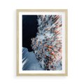 Plakat w ramie 50x70 - Lot Ptaka - zima, zimowy krajobraz - rama drewno