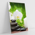 Obraz na płótnie 50x70 - Relaksacyjny SPA: masaż z kamieniami i kwiatami - SPA, masaż