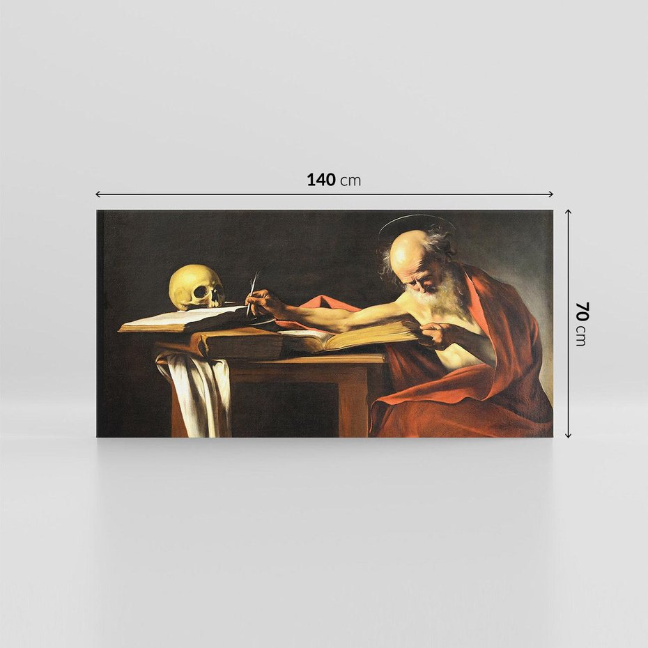 Obraz na płótnie 140x70 - "Św. Hieronim piszący" (1606), Caravaggio - Reprodukcja - reprodukcja, obraz na płótnie