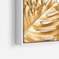 Obraz w ramie 50x50 - Monstera Złote Liście - monstera, złote - rama biała