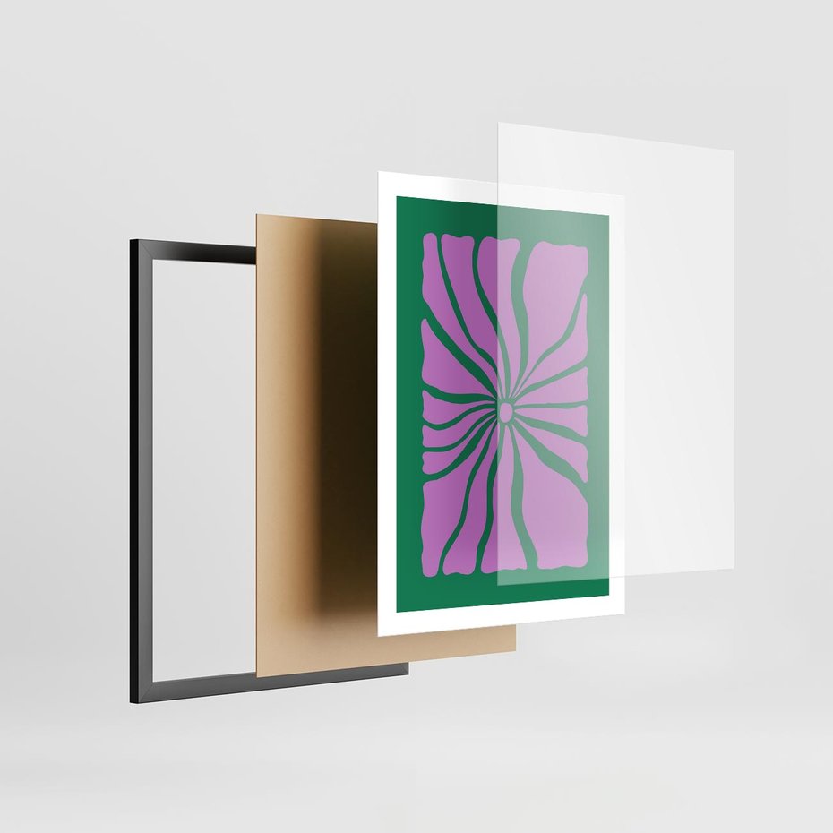 Plakat w ramie 50x70 - Bezczasowe Impresje - abstrakcyjny plakat, boho styl - rama czarna