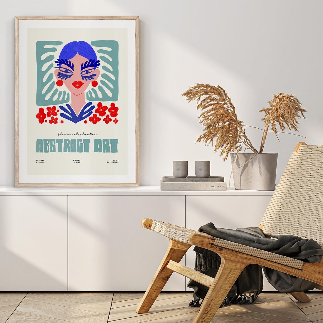 Plakat w ramie 50x70 - Podróżne Impulsy - abstrakcja, kobieta - rama drewno