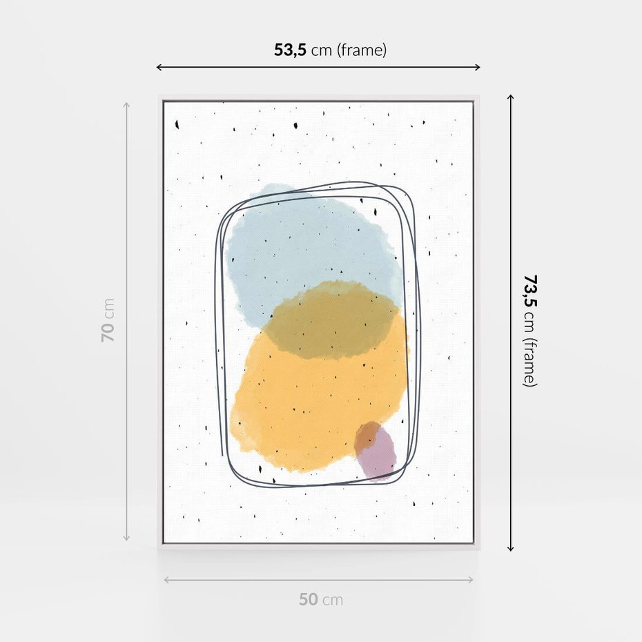 Obraz w ramie 50x70 - Wibracje Linii - abstrakcyjna kompozycja, jak ręcznie malowana - rama biała