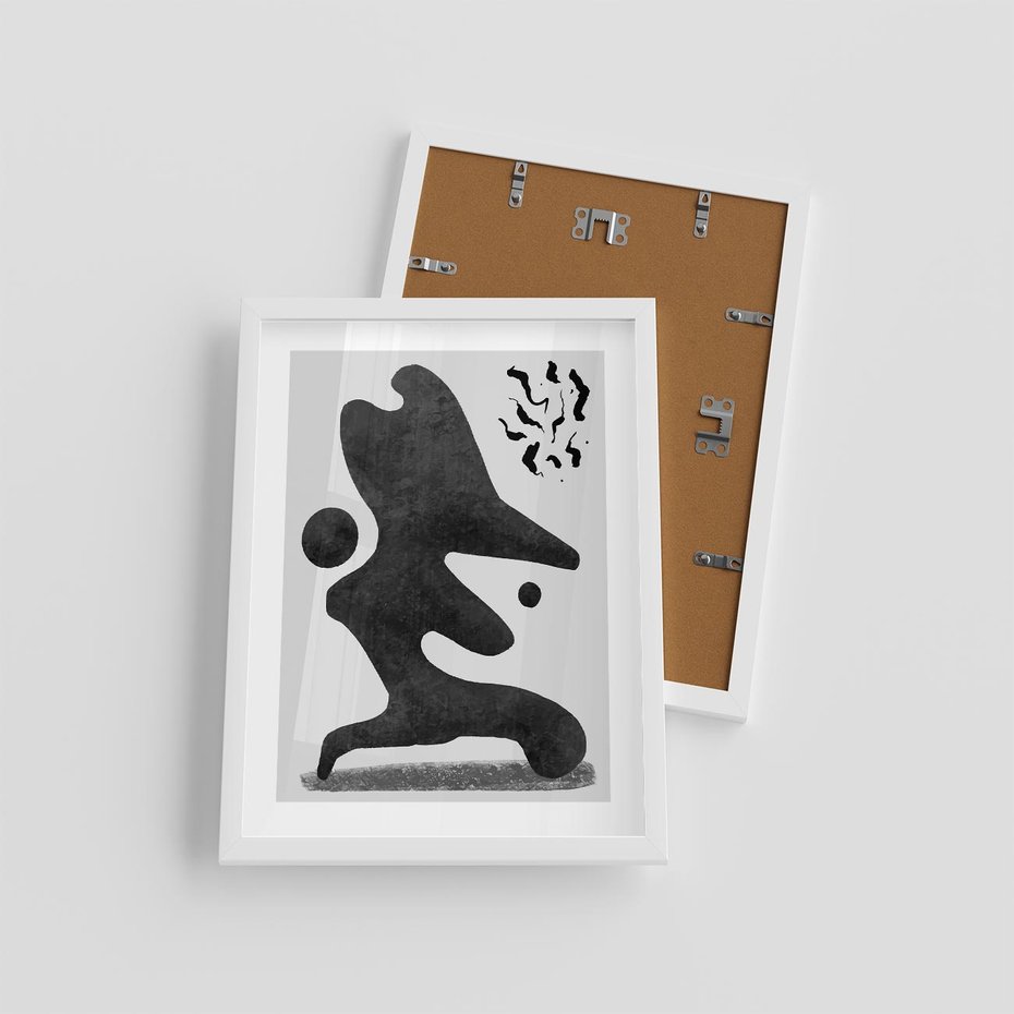 Plakat w ramie 30x40 - Abstrakcja w Monochromii - nowoczesna grafika, abstrakcja - rama biała