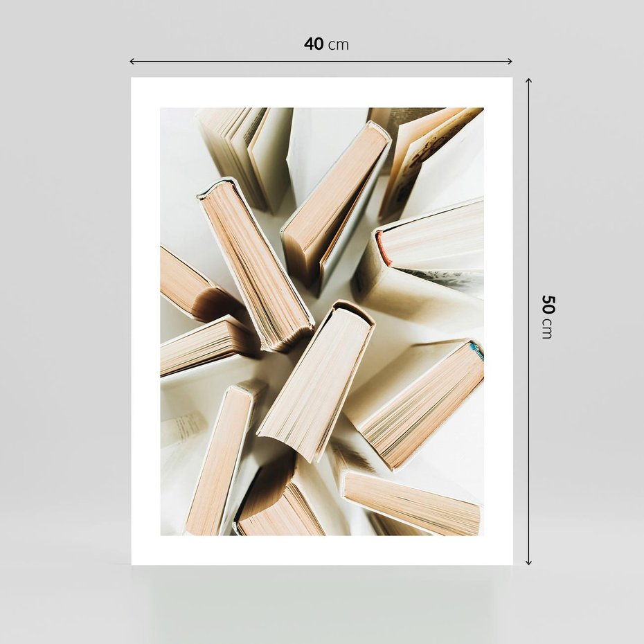 Plakat bez ramy 40x50 - Odcienie Wiedzy - książki, ujęcie z góry
