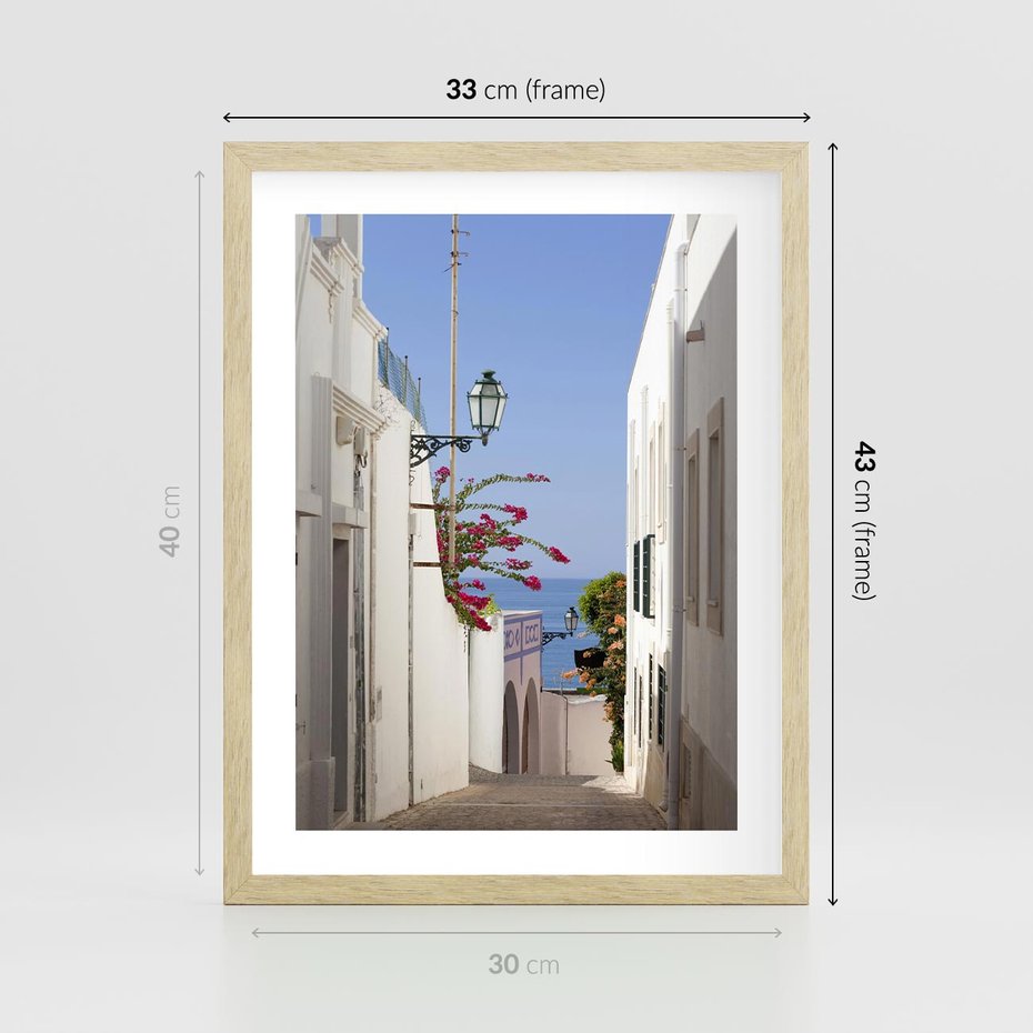 Plakat w ramie 30x40 - Podróże w Czasie: Perspektywiczna Uliczka - uliczka, perspektywa - rama drewno