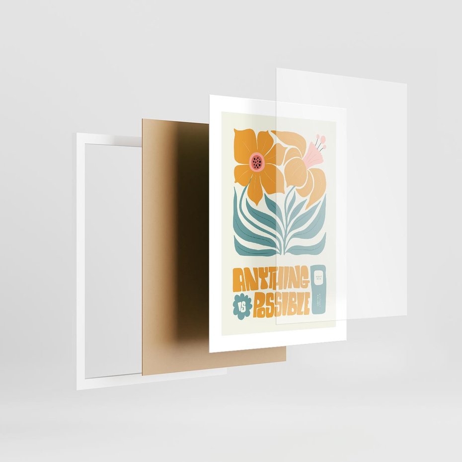 Plakat w ramie 30x40 - Kolorowa Harmonia - sztuka nowoczesna, pastelowe kwiaty - rama biała