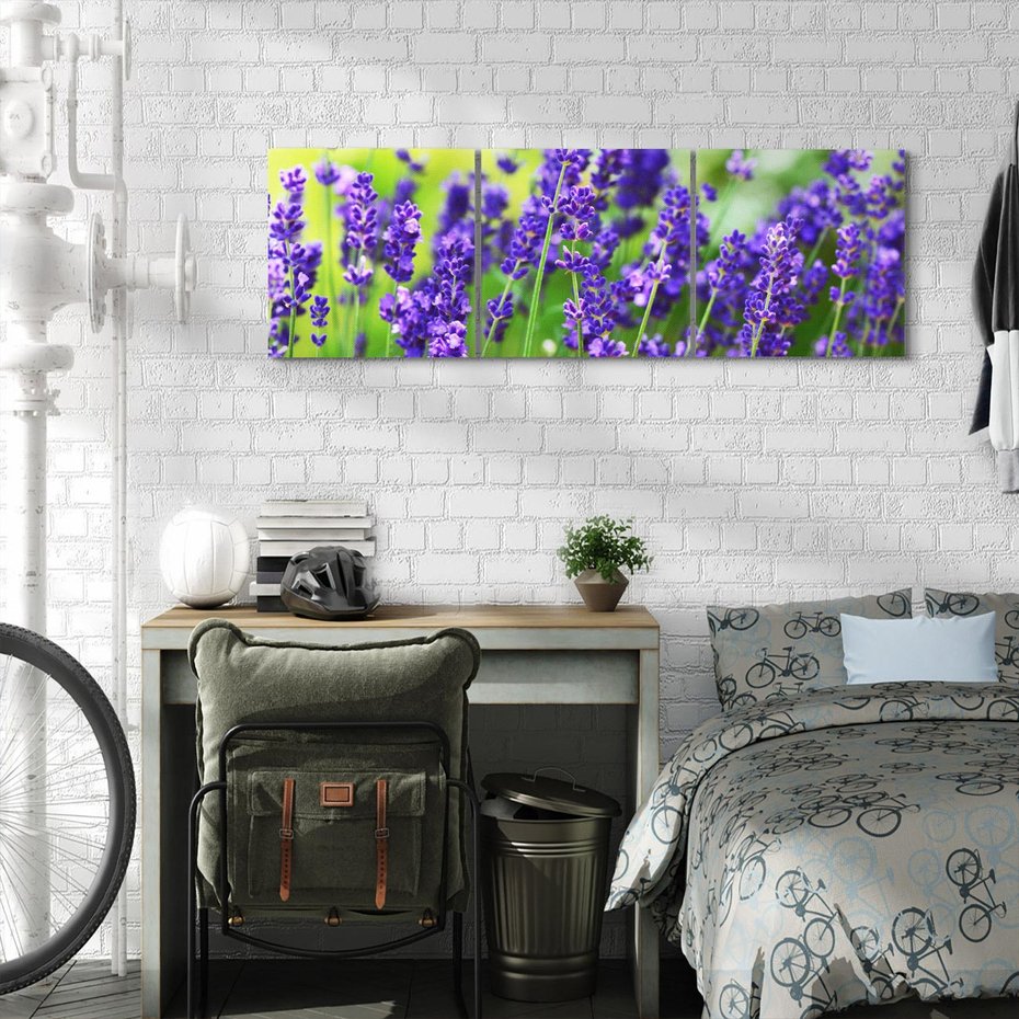 Obraz na płótnie 90x30 - Elegancka lawenda w pełnym rozkwicie - lawenda, kwiaty